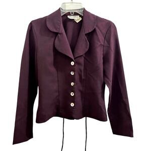 Vintage 90’s Especially Yours Maroon Purple Brown Buttonup Blazer Jacket Tieback